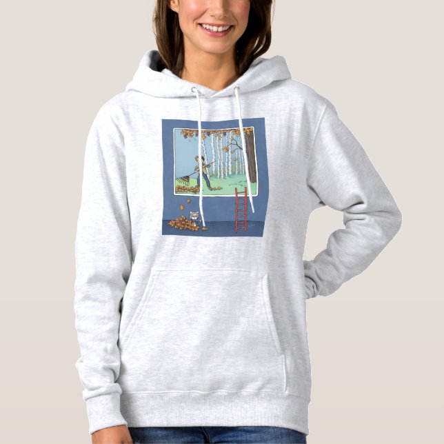 Boy raking leaves  hoodie (Front)