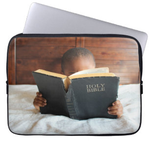 Boy Reading the Holy Bible Laptop Sleeve