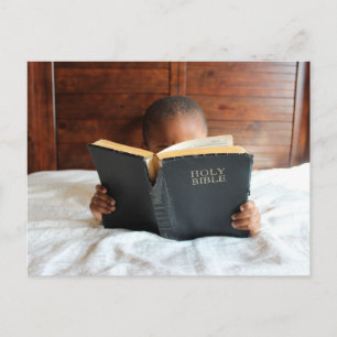 Boy Reading the Holy Bible Postcard