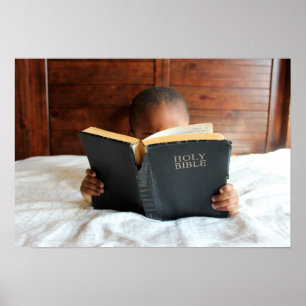 Boy Reading the Holy Bible Poster