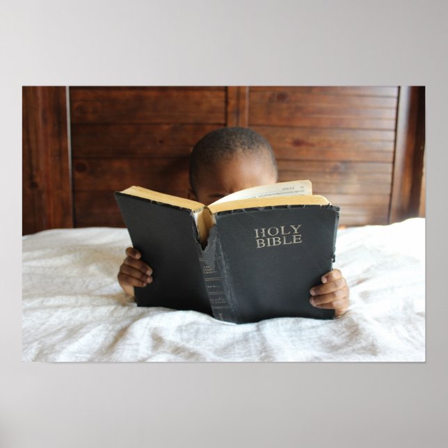 Boy Reading the Holy Bible Poster (Front)