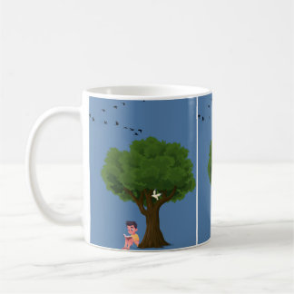 Boy Reading Under Tree Peaceful Nature Reading Ill Coffee Mug