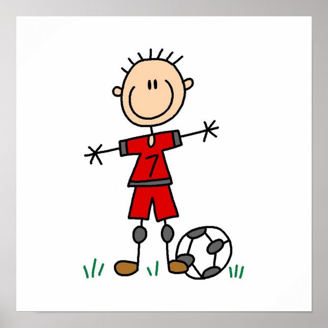 Boy Red Uniform Soccer Player T-shirts and Gifts Poster (Front)