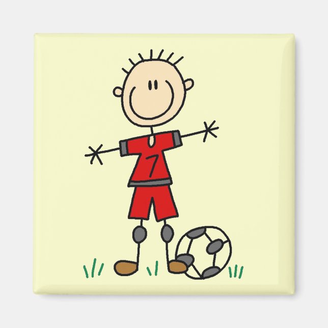 Boy Red Uniform Soccer T-shirts and Gifts Magnet (Front)