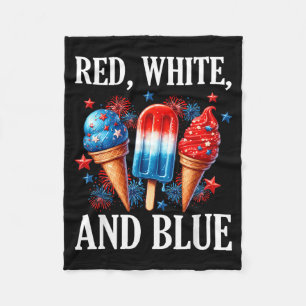 Boy Red White Blue American Flag 4th July psicle Fleece Blanket