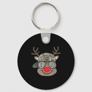Boy Reindeer Hat Camo Hat Merry Christmas Xmas Boy Key Ring