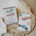 Boy Retro Race Car Baby Shower  Invitation<br><div class="desc">Cute vintage race car baby shower invitation for any little boy.</div>