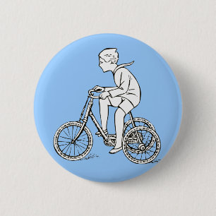 Boy Riding Antique Tricycle 6 Cm Round Badge