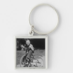 Boy Riding Tricycle Key Ring