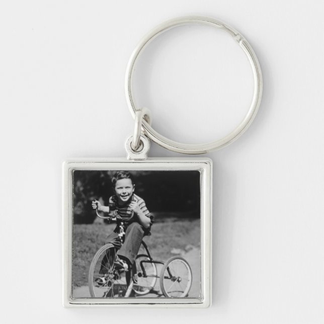 Boy Riding Tricycle Key Ring (Front)