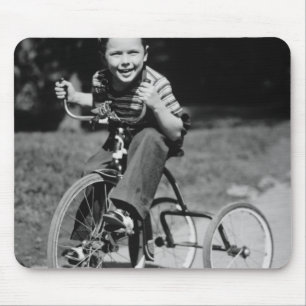 Boy Riding Tricycle Mouse Pad