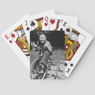 Boy Riding Tricycle Playing Cards