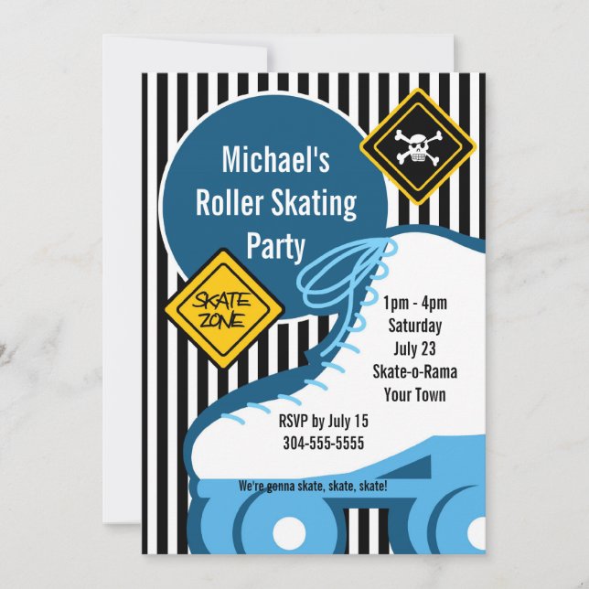 Boy Roller Skating Birthday Party Invitation (Front)