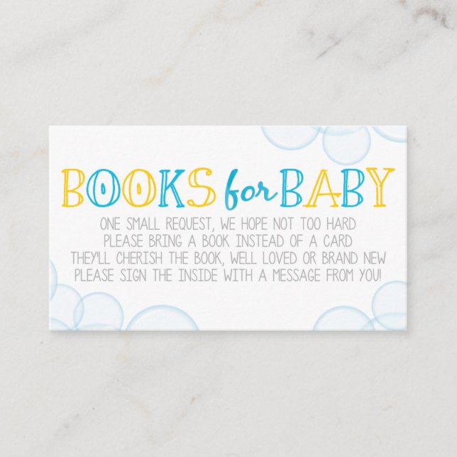 Boy Rubber Duck Books for Baby Insert Cards (Front)