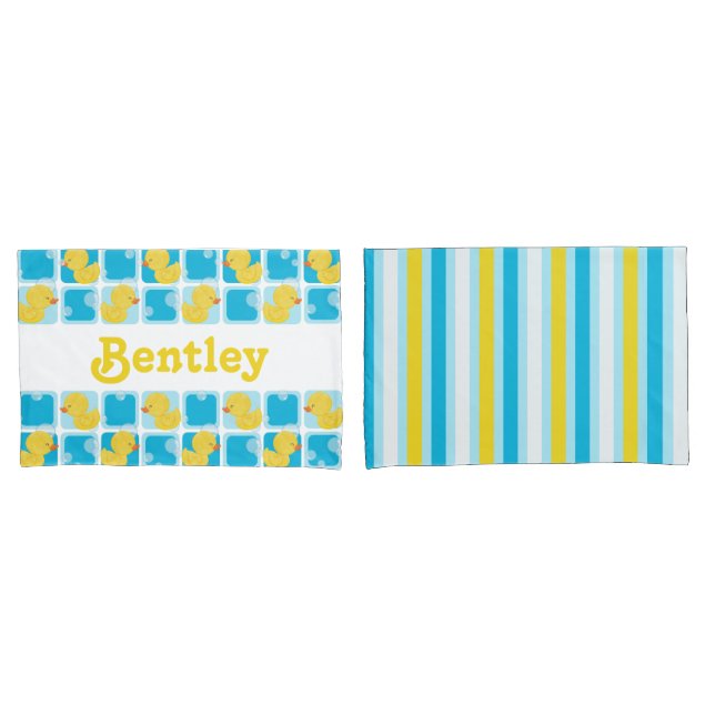 Boy Rubber Duck Personalised Name Pillowcase Set (Front-Set)