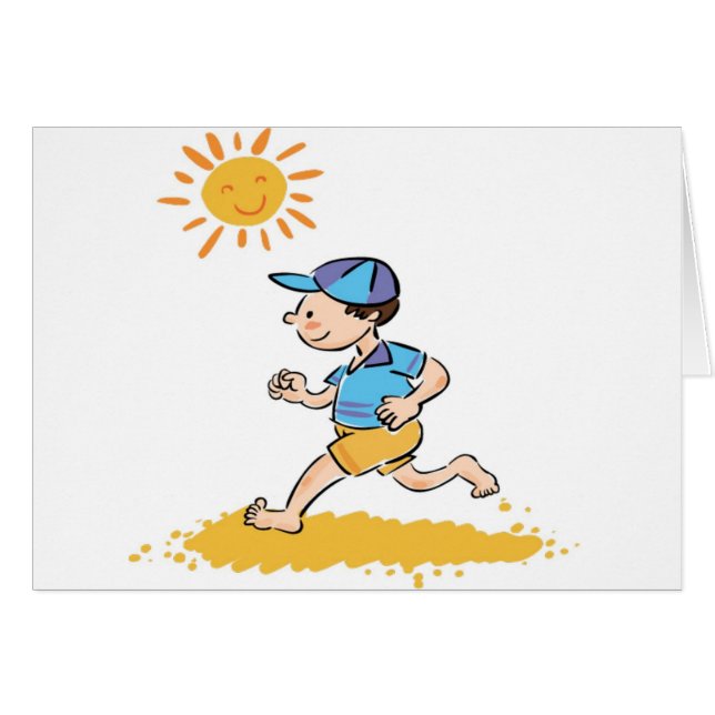 Boy running while barefoot (Front Horizontal)