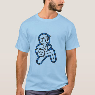 Boy Runs on Blue T-Shirt