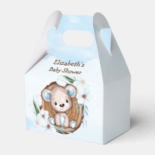 Boy’s Watercolor Teddy Bear Baby Shower Favour Box