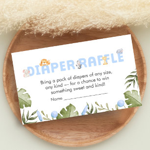 Boy Safari Animal Baby Shower Diaper Raffle Enclosure Card