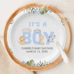 Boy Safari Animal Baby Shower  Paper Plate