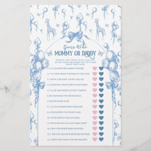 Boy Safari Animal Blue Baby Shower Mum Dad Game