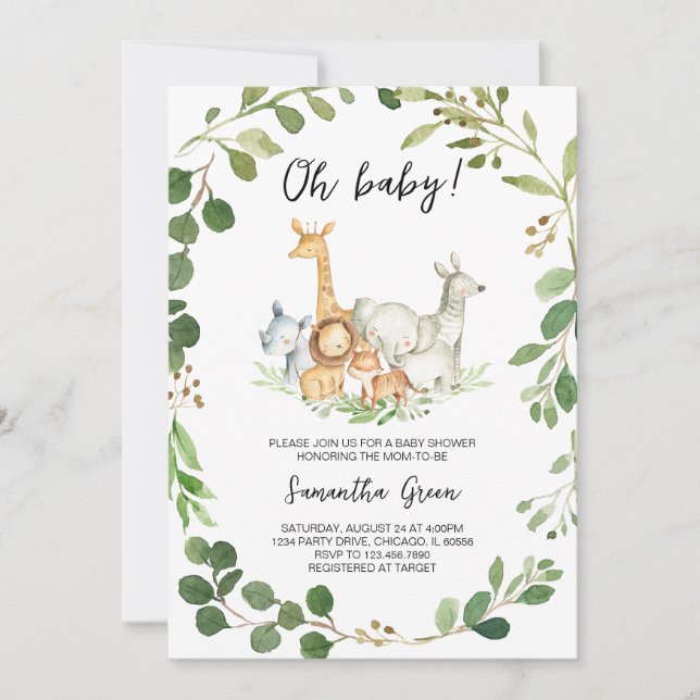 Boy Safari Jungle Baby Shower Invitation (Front)