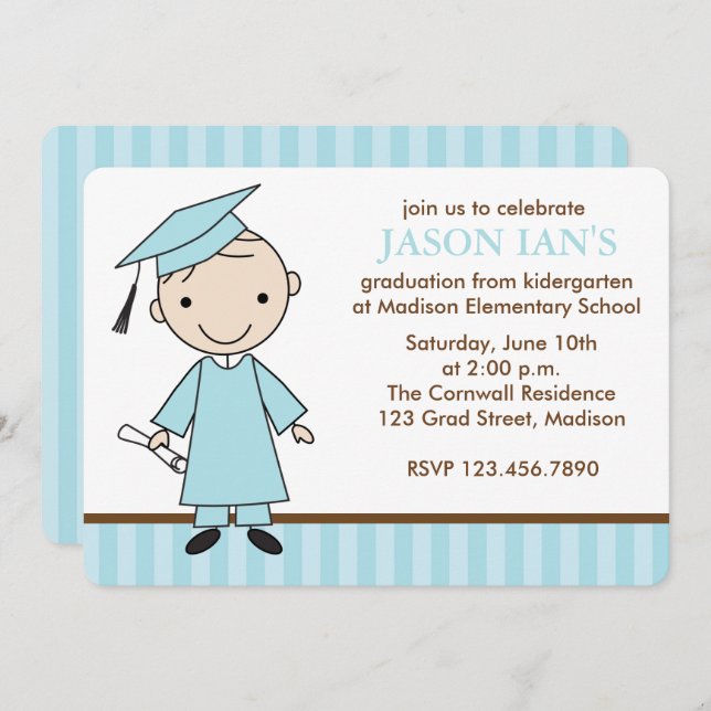 Boy School Graduation Party Invitation (Front/Back)