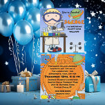 Boy Science Birthday Party Invitation<br><div class="desc">A boy with safety goggles,  test tubes,  beakers,  and areas you can customise before ordering on colourful science theme birthday party invitations! If your child loves science and wants a mad scientist birthday party you'll love our easy to customise science birthday invites!</div>