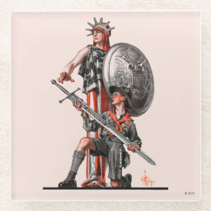 Boy Scout and Liberty Glass Coaster