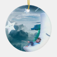 Boy & Seahorse Fishing on the Moon