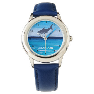 Boy Shark Ocean Fish Cute Modern Blue Kids  Watch