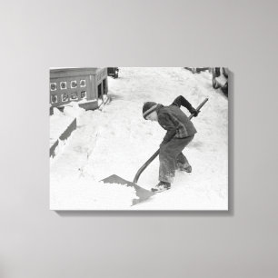 Boy Shovelling Snow, 1940 Canvas Print