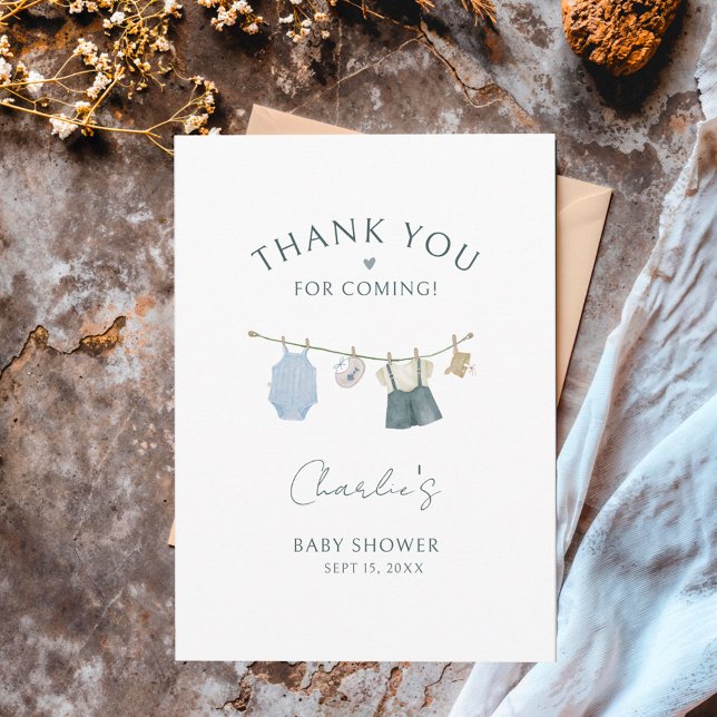 Boy Simple Clothes Watercolor Baby Shower Postcard (Creator Uploaded)