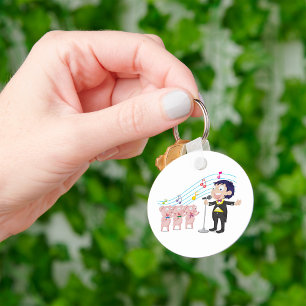 Boy Singing with Three Pigs Choir Key Ring