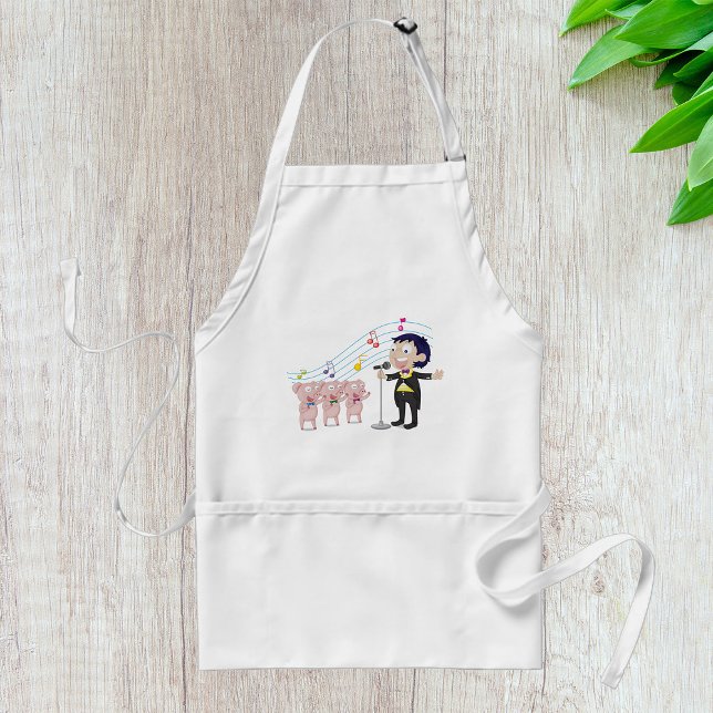Boy Singing with Three Pigs Choir Standard Apron (Creator Uploaded)