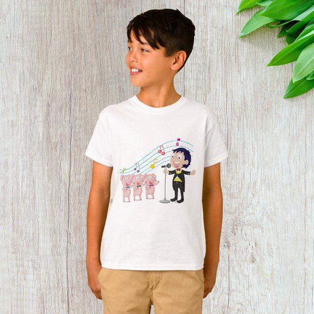 Boy Singing with Three Pigs Choir T-Shirt (Creator Uploaded)
