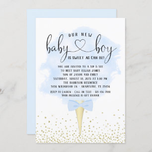 Boy Sip See Cotton Candy Baby Shower Invitation