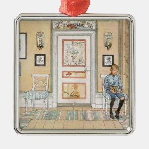 Boy Sitting in the Corner (by Carl Larsson) Metal Tree Decoration