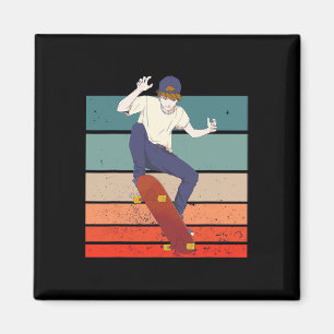 Boy Skater Boy Skateboarding Skate Culture Anime F Magnet