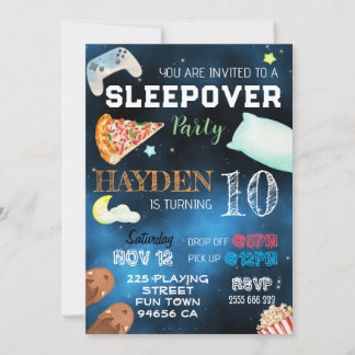 Boy Sleepover Pizza Pyjamas Birthday Invitation