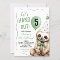Boy Sloth Green Handdrawn Birthday