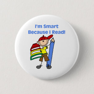 Boy Smart Because I Read 6 Cm Round Badge
