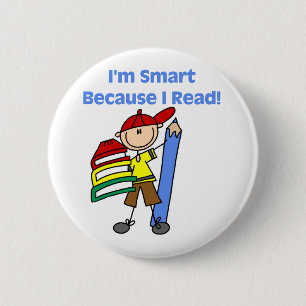 Boy Smart Because I Read 6 Cm Round Badge