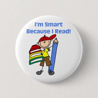 Boy Smart Because I Read 6 Cm Round Badge