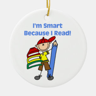Boy Smart Because I Read Ceramic Tree Decoration