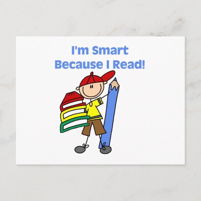 Boy Smart Because I Read Postcard (Front)