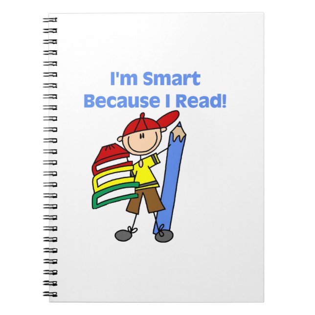 Boy Smart Because I Read Spiral Notebook (Front)