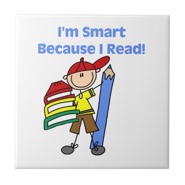 Boy Smart Because I Read Tile (Front)