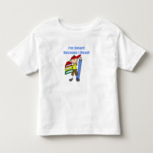 Boy Smart Because I Read Toddler T-Shirt (Front)