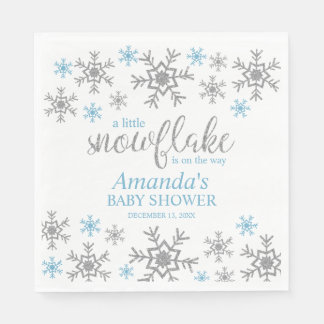 Boy Snowflake Baby Shower Napkins